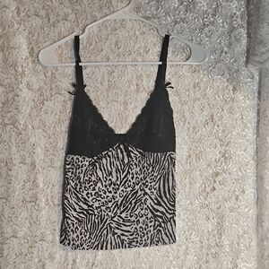 Elegant Black and White Animal Print Camisole